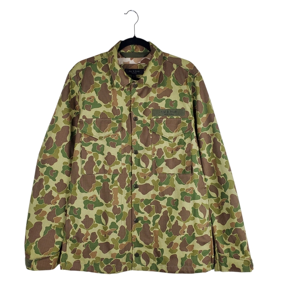 RAG & BONE Reversible Camo Utility Field Jacket Military 100% Cotton Size L